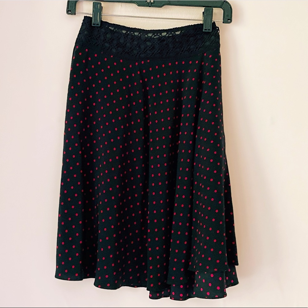 Betsy Johnson Black Red Polka Dot Midi Skirt - 6